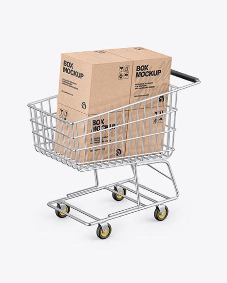 Download Free Shopping Cart W/ Paper Box Mockup PSD Generator