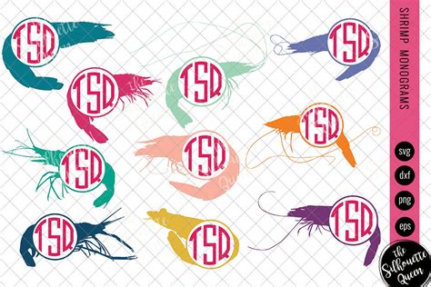 Download Free Shrimp Monogram - SVG, DXF, EPS Cut File For Cricut