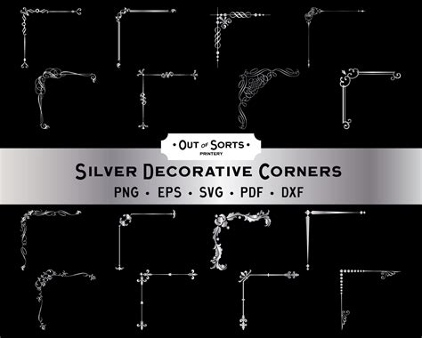 Download Free Silver Corner Borders For Silhouette