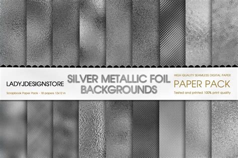Download Free Silver Digital Paper,Metallic Silver Backgrounds Cut Files