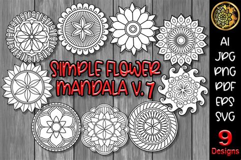 Download Free Simple Flower Mandala Set-5 Commercial Use DXF Files
