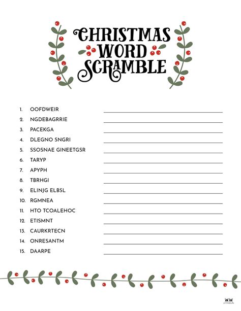 Download Free Skinny Christmas Word Set Printable
