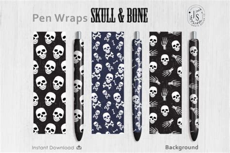 Download Free Skull and Bone Pen Wraps PNG File Set Cut Files