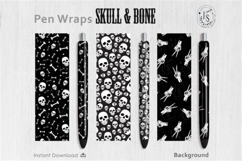 Download Free Skull and Bone Pen Wraps PNG File Set For Crafts