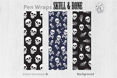 Download Free Skull and Bone Pen Wraps PNG File Set Printable