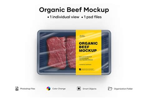 Download Free Sliced Beef Tray Mockup PSD Generator