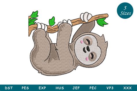 Download Free Sloth Embroidery Design Commercial Use