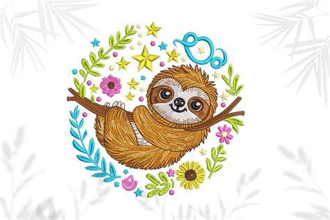 Download Free Sloth Embroidery Design Silhouette For Crafts
