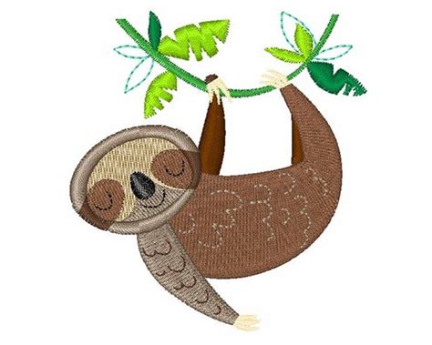 Download Free Sloth Embroidery Design for Cricut Machine