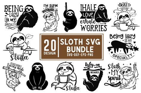 Download Free Sloth Svg Bundle For Crafts