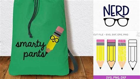 Download Free Smartypants Pencil Nerd | SVG | PNG | DXF Files DXF Files
