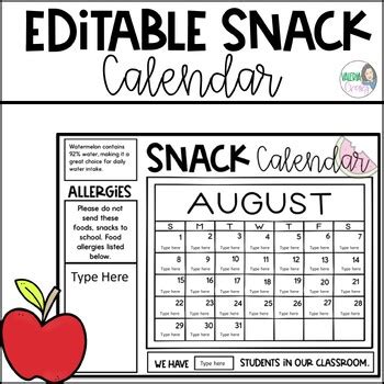 Free Snack Calendar 2024-2025