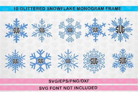 Download Free Snowfall Svg Monogram Frame Bundle SVG Files