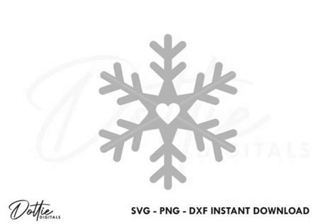 Download Free Snowflake Heart - SVG DXF PNG PDF JPG Files DXF Files