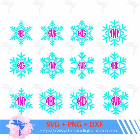 Download Free Snowflake Monogram SVG, PNG, DXF Digital Files Include Cut Files