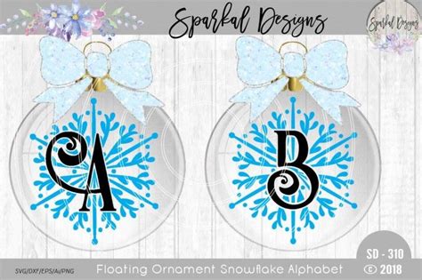 Download Free Snowflake Monograms for Floating Ornaments - Cut Files DXF Files