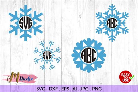Download Free Snowflake monogram frames Cricut SVG