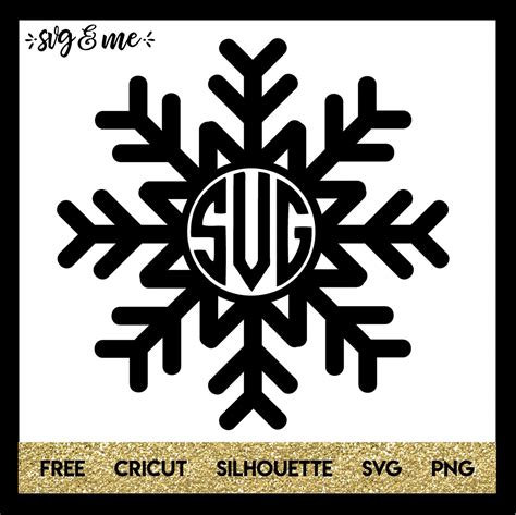 Download Free Snowflake monogram frames Cricut SVG DXF Files