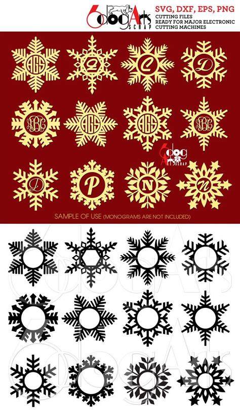 Download Free Snowflake monogram frames DXF Files