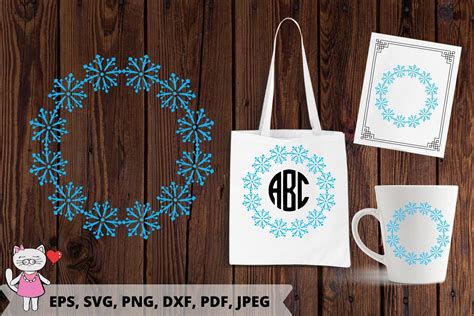 Download Free Snowflake monogram frames Files Free PSD Mockups