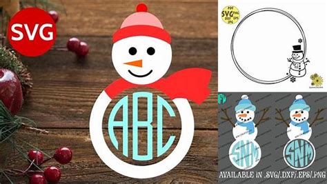 Download Free Snowman Christmas Winter Monogram Frame Svg Design DXF Files