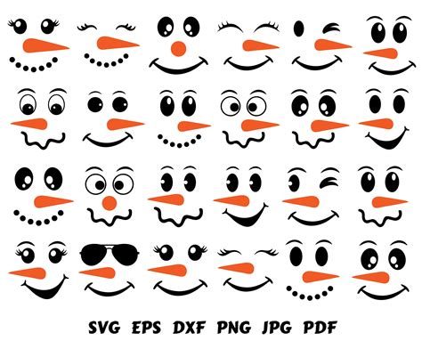 Download Free Snowman Face Set SVG Cut File For Cricut