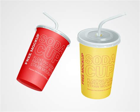 Download Free Soda Cup With Straw PSD Object Mockups