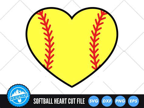 Download Free Softball Heart SVG Cut File DXF Files