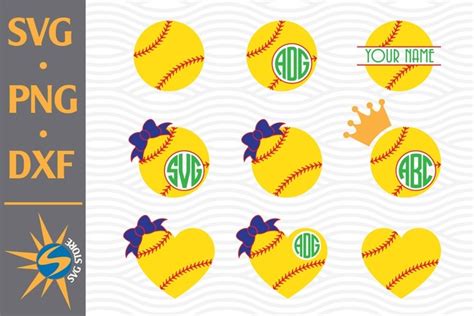 Download Free Softball Monogram SVG, PNG, DXF Digital Files Include Easy Edite