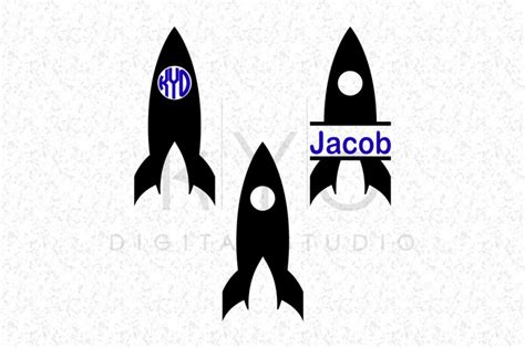 Download Free Space Rocket SVG DXF cutting files Circle Split Monogram Frame DXF Files