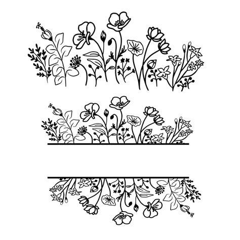 Download Free Split Floral Border SVG Commercial Use
