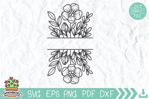 Download Free Split Floral Border SVG Commercial Use For Crafts