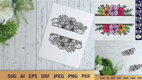 Download Free Split Floral Border SVG Cut Files