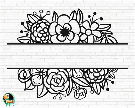 Download Free Split Floral Border SVG Files DXF Files