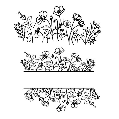 Download Free Split Floral Border SVG Files Free PSD Mockups