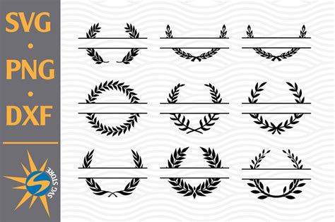 Download Free Split Laurel Wreath SVG, PNG, DXF Digital Files Include Cut Files