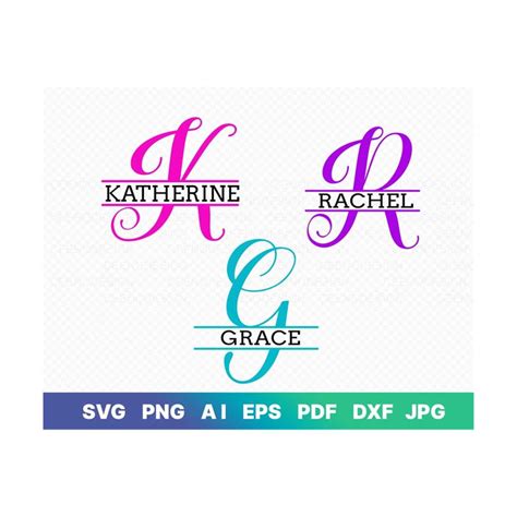 Download Free Split Monogram 7 - DXF, PNG & SVG Cut File for Cricut