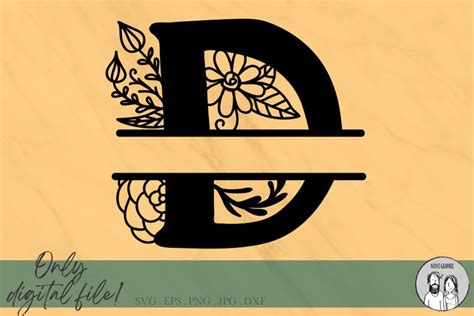 Download Free Split Monogram Embroidery design Letter D For Silhouette