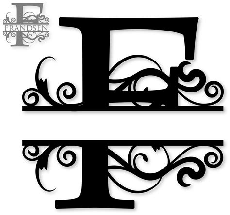 Download Free Split Monogram Embroidery design Letter F Images