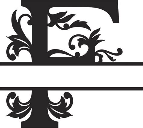 Download Free Split Monogram Embroidery design Letter F for Cricut Machine