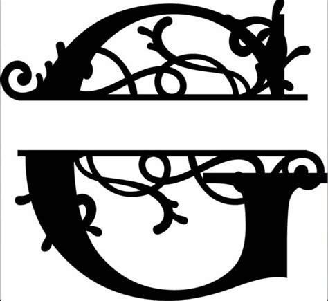 Download Free Split Monogram Embroidery design Letter G Files DXF Files