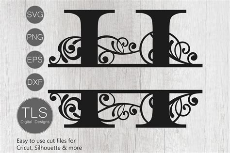 Download Free Split Monogram Embroidery design Letter H For Crafts