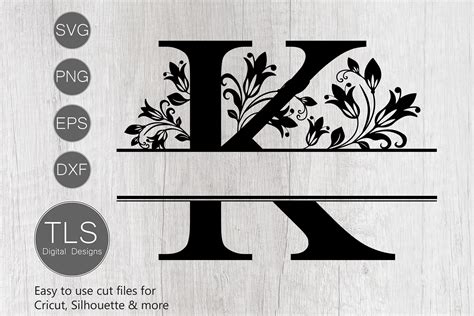 Download Free Split Monogram Embroidery design Letter K For Crafts