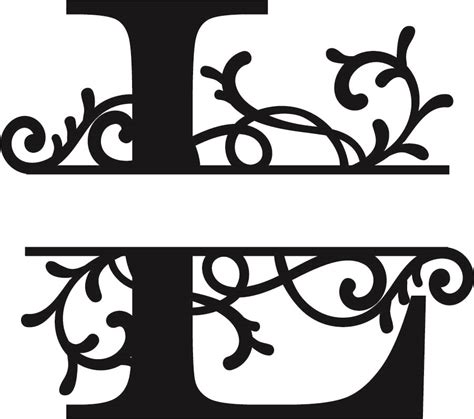 Download Free Split Monogram Embroidery design Letter L Files DXF Files
