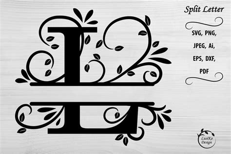 Download Free Split Monogram Embroidery design Letter L For Crafts