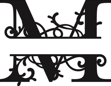 Download Free Split Monogram Embroidery design Letter M Files DXF Files