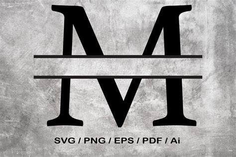 Download Free Split Monogram Embroidery design Letter M For Crafts