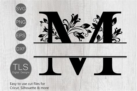 Download Free Split Monogram Embroidery design Letter M For Cricut