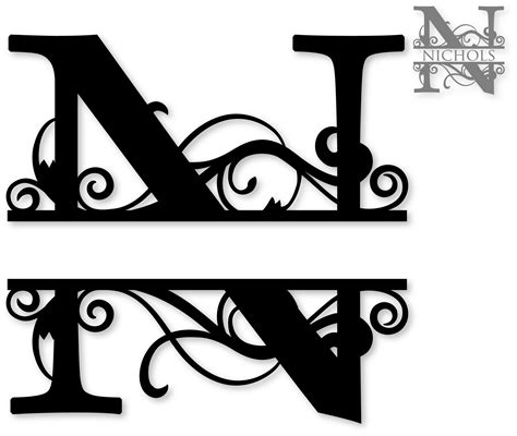 Download Free Split Monogram Embroidery design Letter N Crafts