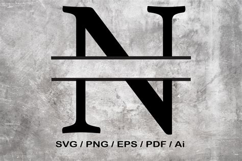 Download Free Split Monogram Embroidery design Letter N for Cricut Machine